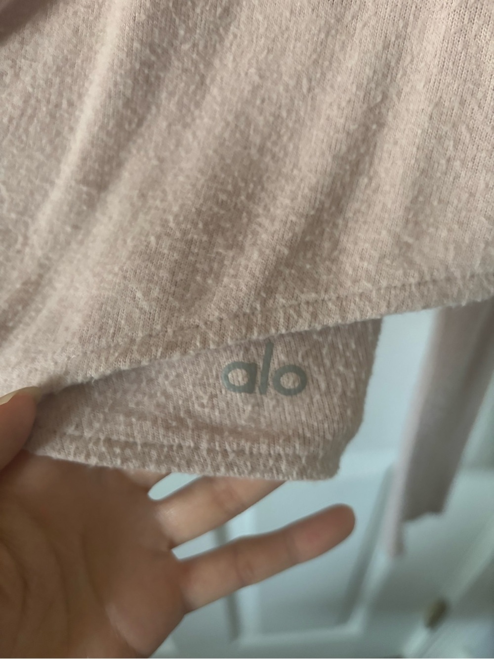 ALO Yoga Amelia Light Pink Wrap Crop Top - Long Sleeve - Picture 2 of 6